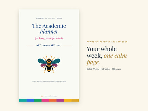Academic Weekly Planner 2026 2027 | Dated Hyperlinked PDF | Half Letter 5.5 x 8.5 | GoodNotes iPad + Printable | ADHD Friendly