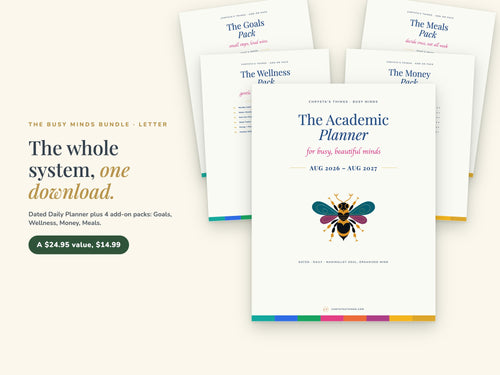 Academic Planner Bundle 2026 2027 | Dated Daily + Goals Wellness Money Meals Packs | Hyperlinked PDF GoodNotes | ADHD Friendly