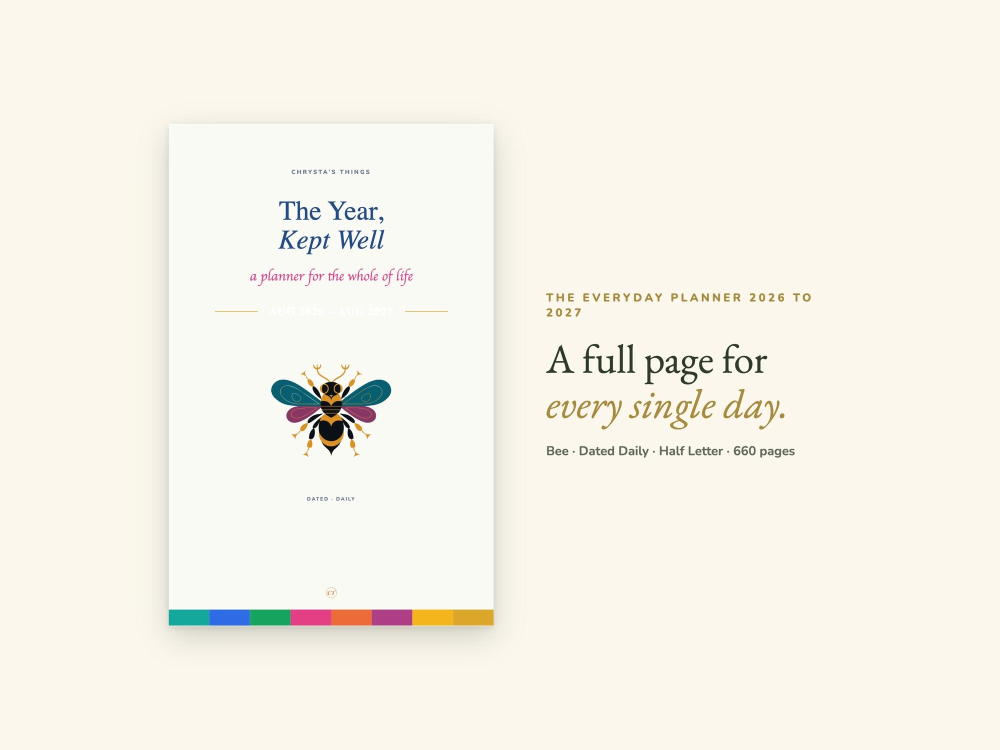 Life Planner 2026 2027 | Dated Daily Hyperlinked PDF | Half Letter 5.5 x 8.5 | GoodNotes iPad + Printable | ADHD Friendly