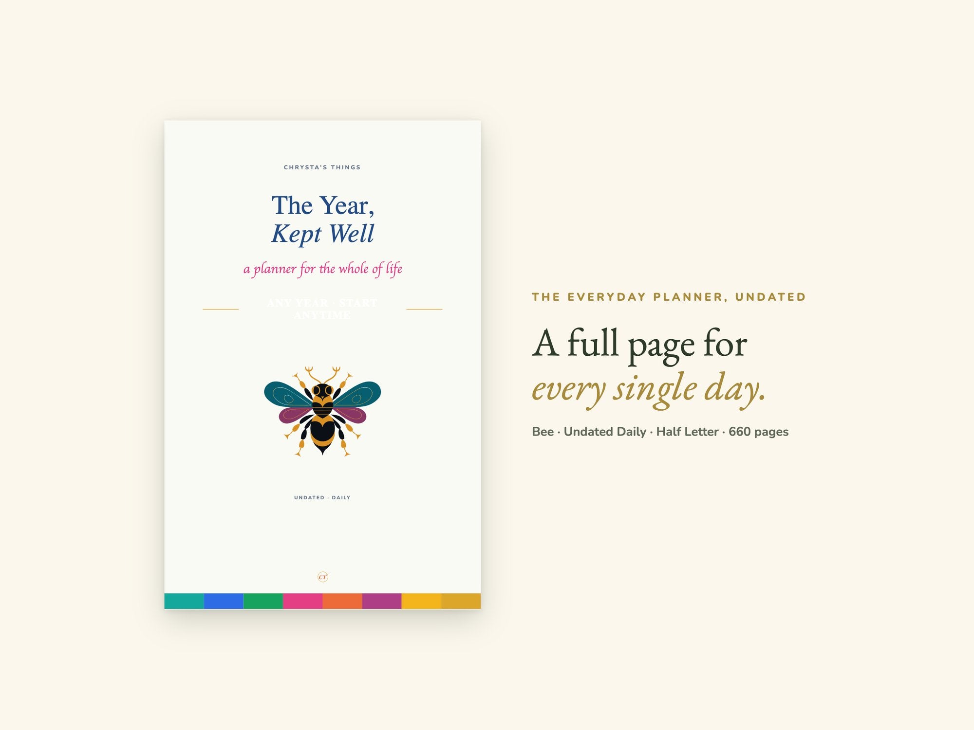 Undated Life Planner | Daily Hyperlinked PDF | Half Letter 5.5 x 8.5 | GoodNotes iPad + Printable | ADHD Friendly | Start Any Week
