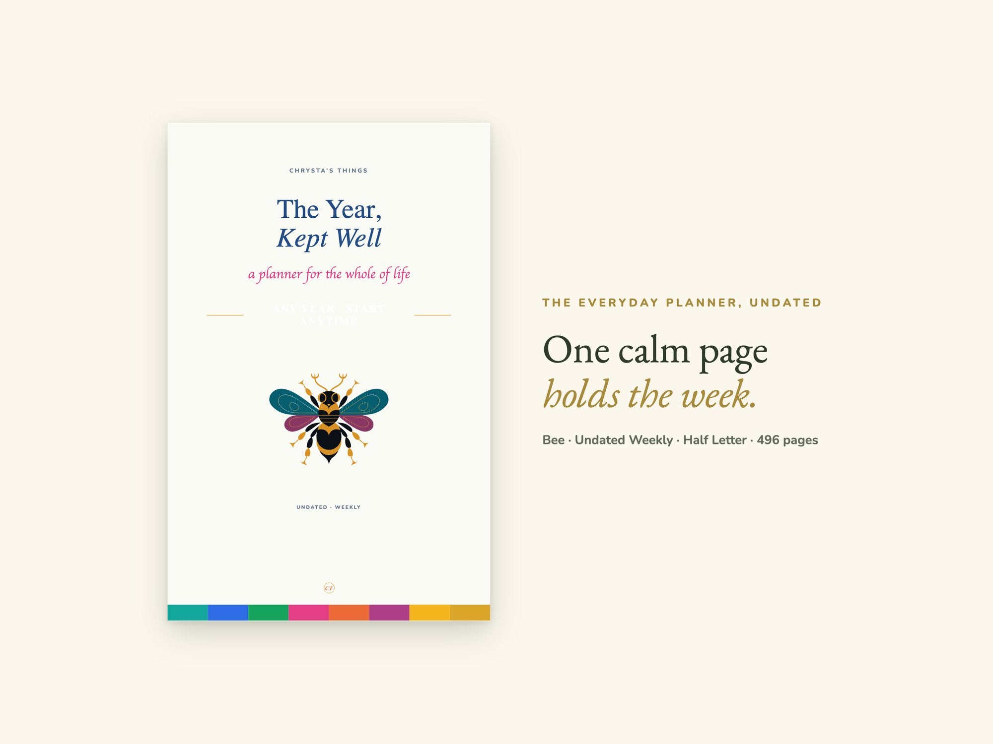 Undated Life Planner | Weekly Hyperlinked PDF | Half Letter 5.5 x 8.5 | GoodNotes iPad + Printable | ADHD Friendly | Start Any Week