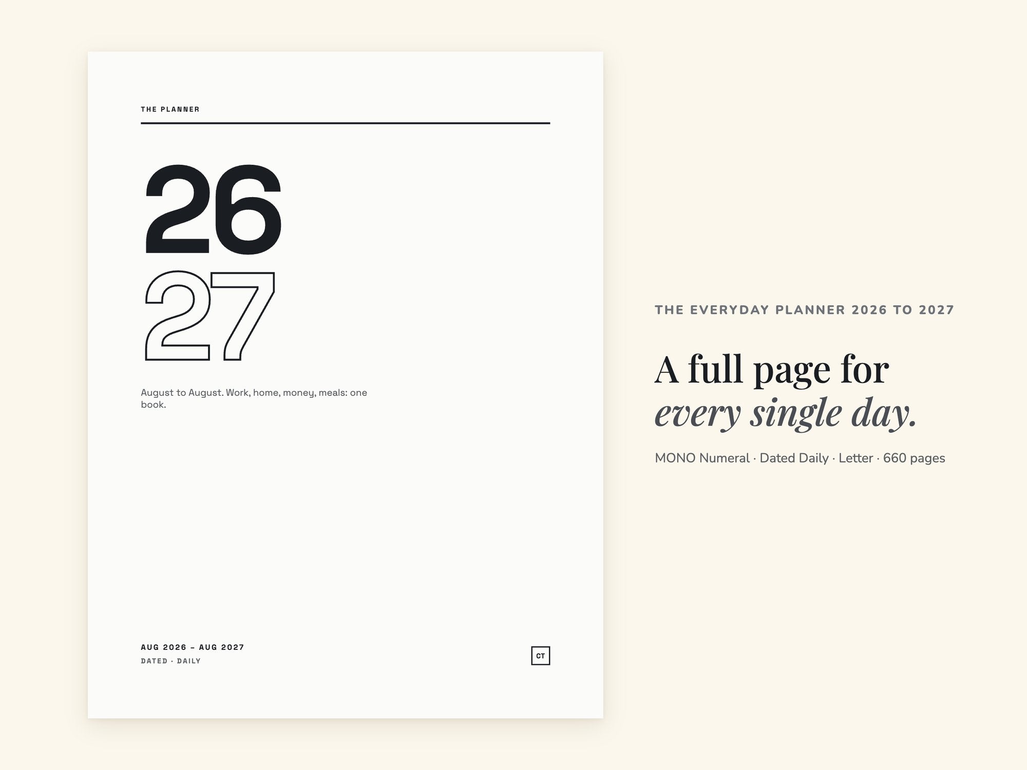 Life Planner 2026 2027 | Dated Daily Hyperlinked PDF | Minimalist | Letter 8.5 x 11 | GoodNotes iPad + Printable | ADHD Friendly