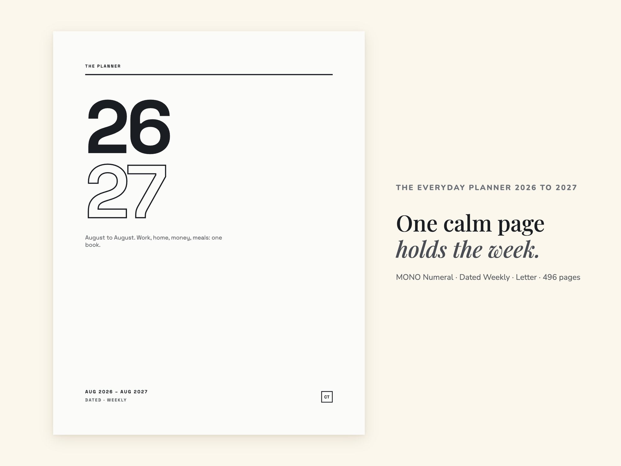 Life Planner 2026 2027 | Dated Weekly Hyperlinked PDF | Minimalist | Letter 8.5 x 11 | GoodNotes iPad + Printable