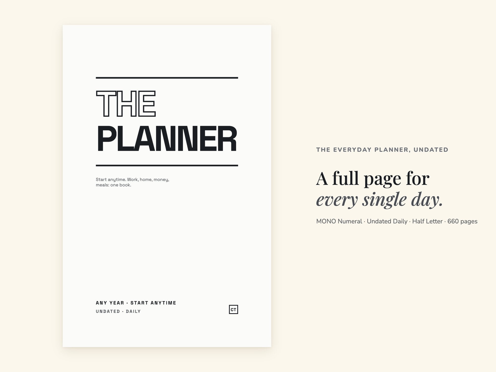 Undated Life Planner | Daily Hyperlinked PDF | Minimalist | Half Letter 5.5 x 8.5 | GoodNotes iPad + Printable