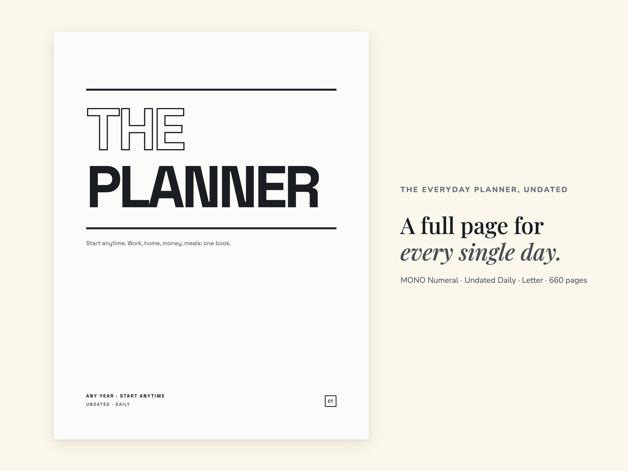 Undated Life Planner | Daily Hyperlinked PDF | Minimalist | Letter 8.5 x 11 | GoodNotes iPad + Printable | Start Any Week