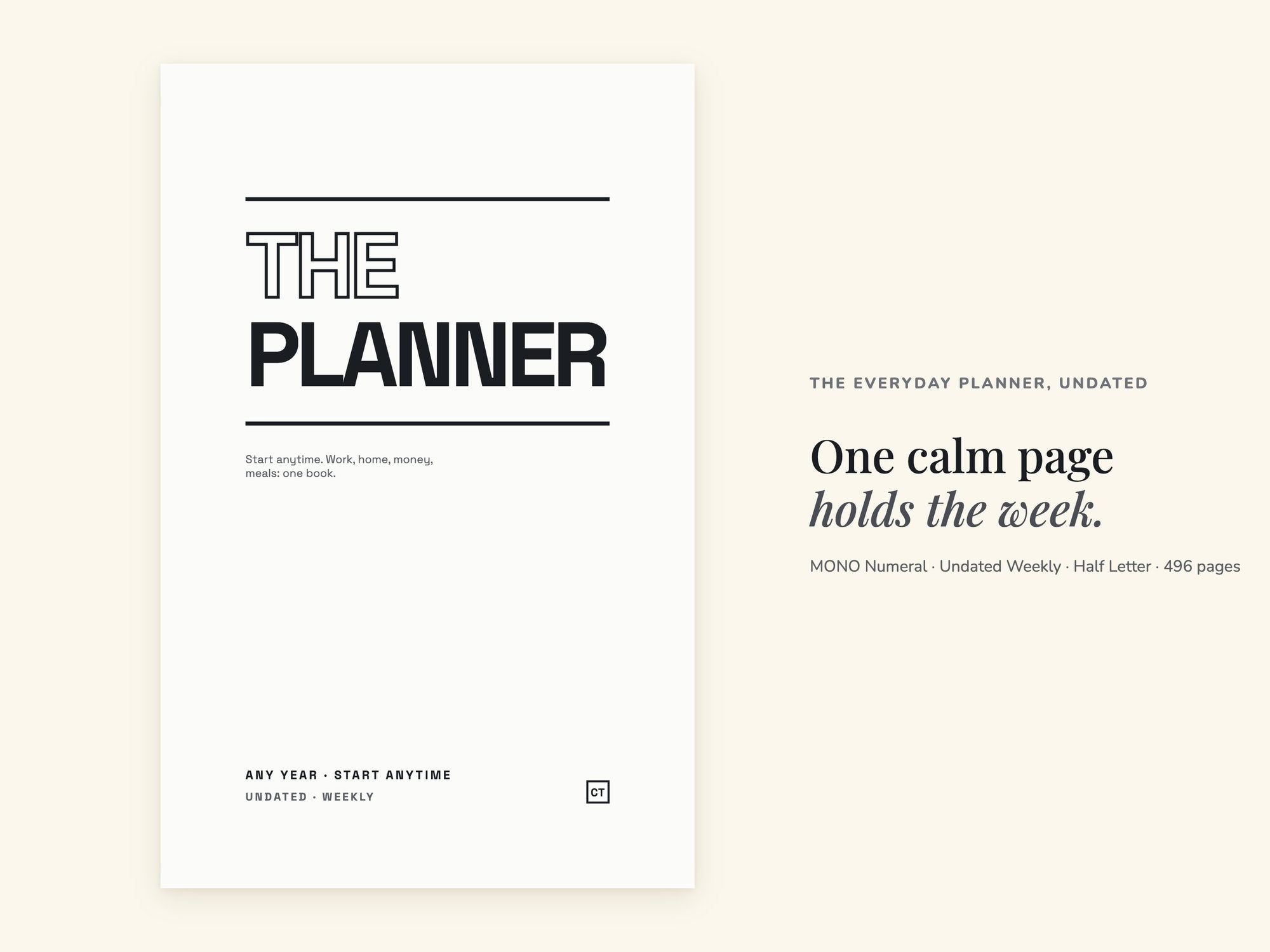 Undated Life Planner | Weekly Hyperlinked PDF | Minimalist | Half Letter 5.5 x 8.5 | GoodNotes iPad + Printable