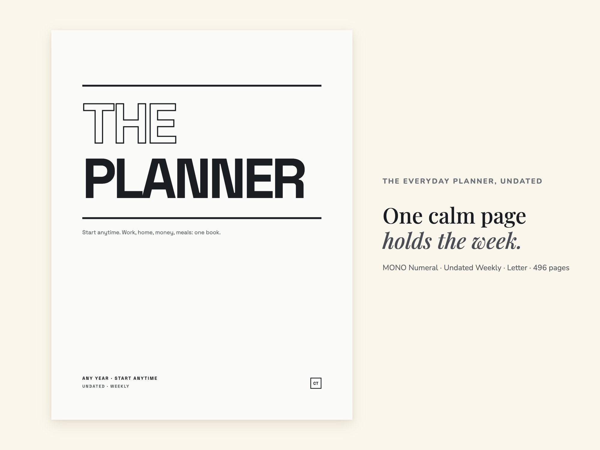 Undated Life Planner | Weekly Hyperlinked PDF | Minimalist | Letter 8.5 x 11 | GoodNotes iPad + Printable