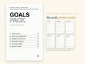 Goals Pack | Printable Goal Setting Pages | Minimalist | Half Letter 5.5 x 8.5 | Hyperlinked PDF GoodNotes iPad | ADHD Friendly Add-On