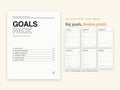 Goals Pack | Printable Goal Setting Pages | Minimalist | Letter 8.5 x 11 | Hyperlinked PDF GoodNotes iPad | ADHD Friendly Planner Add-On