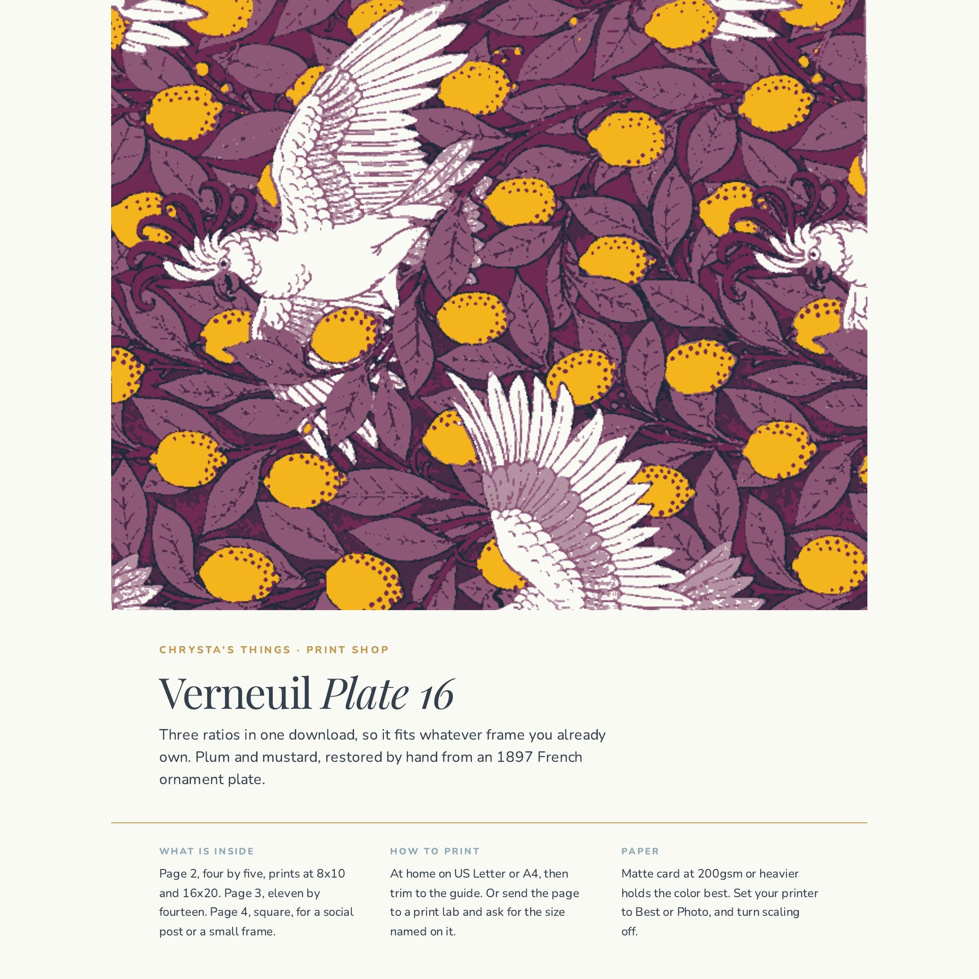 Art Nouveau Wall Art, Verneuil 1897, Three Print Sizes, Restored Antique Digital Download