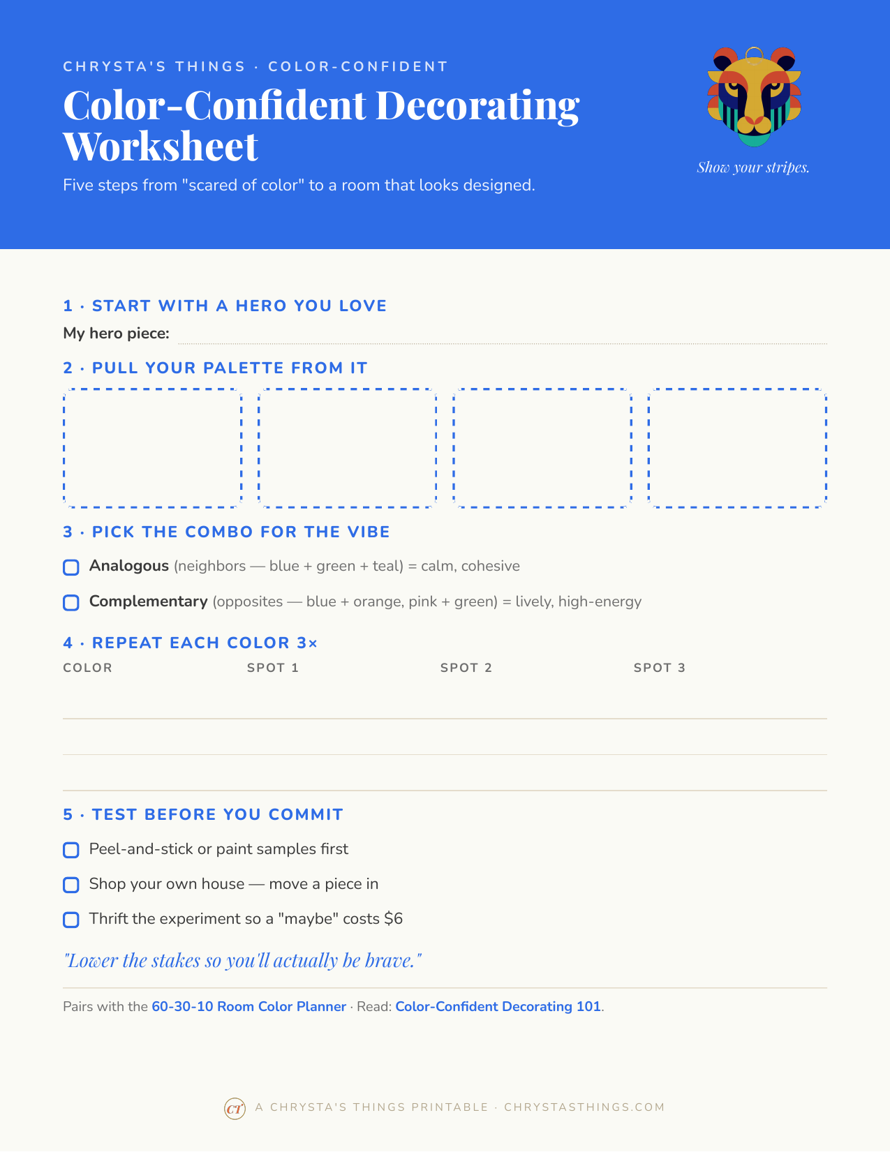 Color-Confident Decorating Worksheet