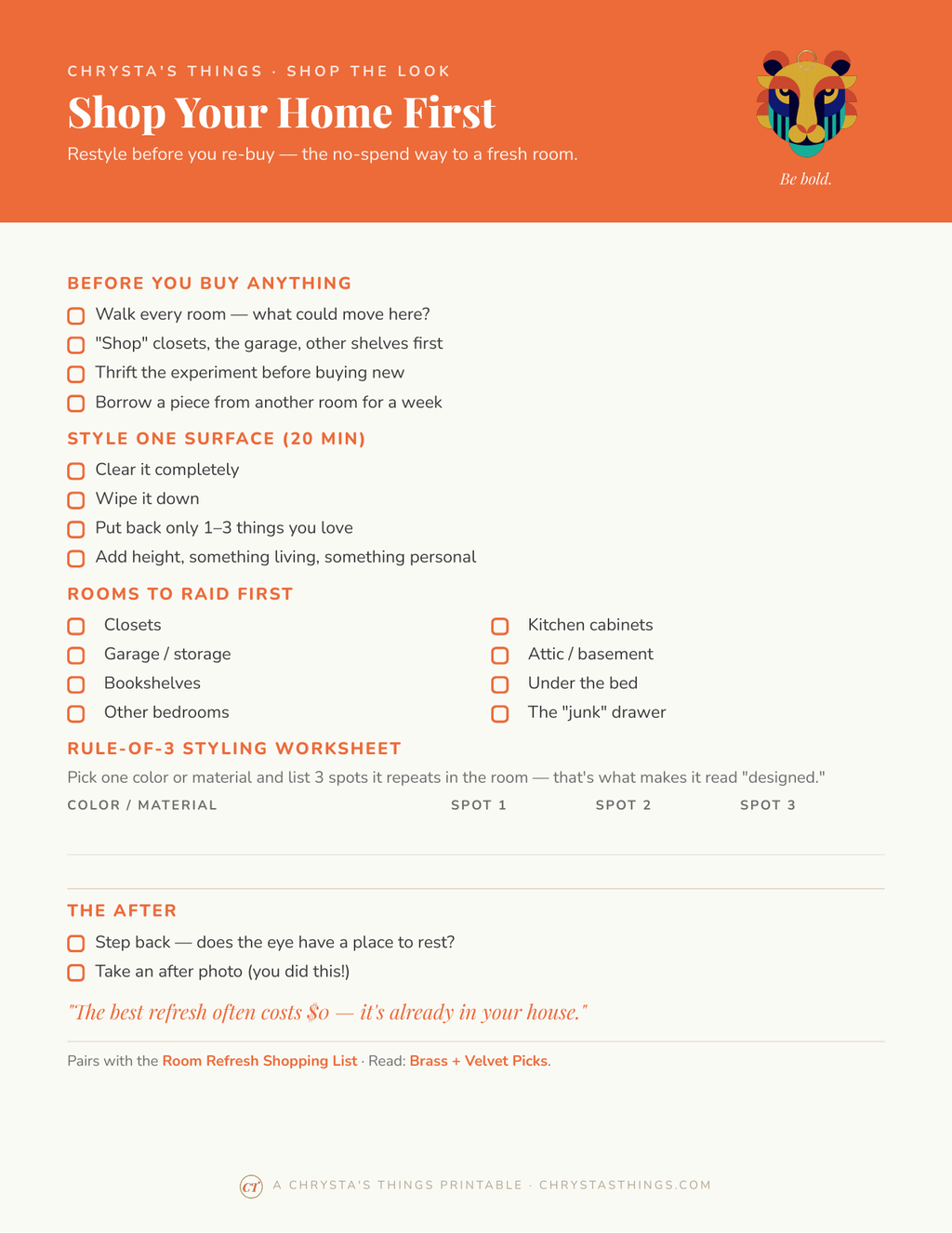Shop Your Home First Styling Checklist