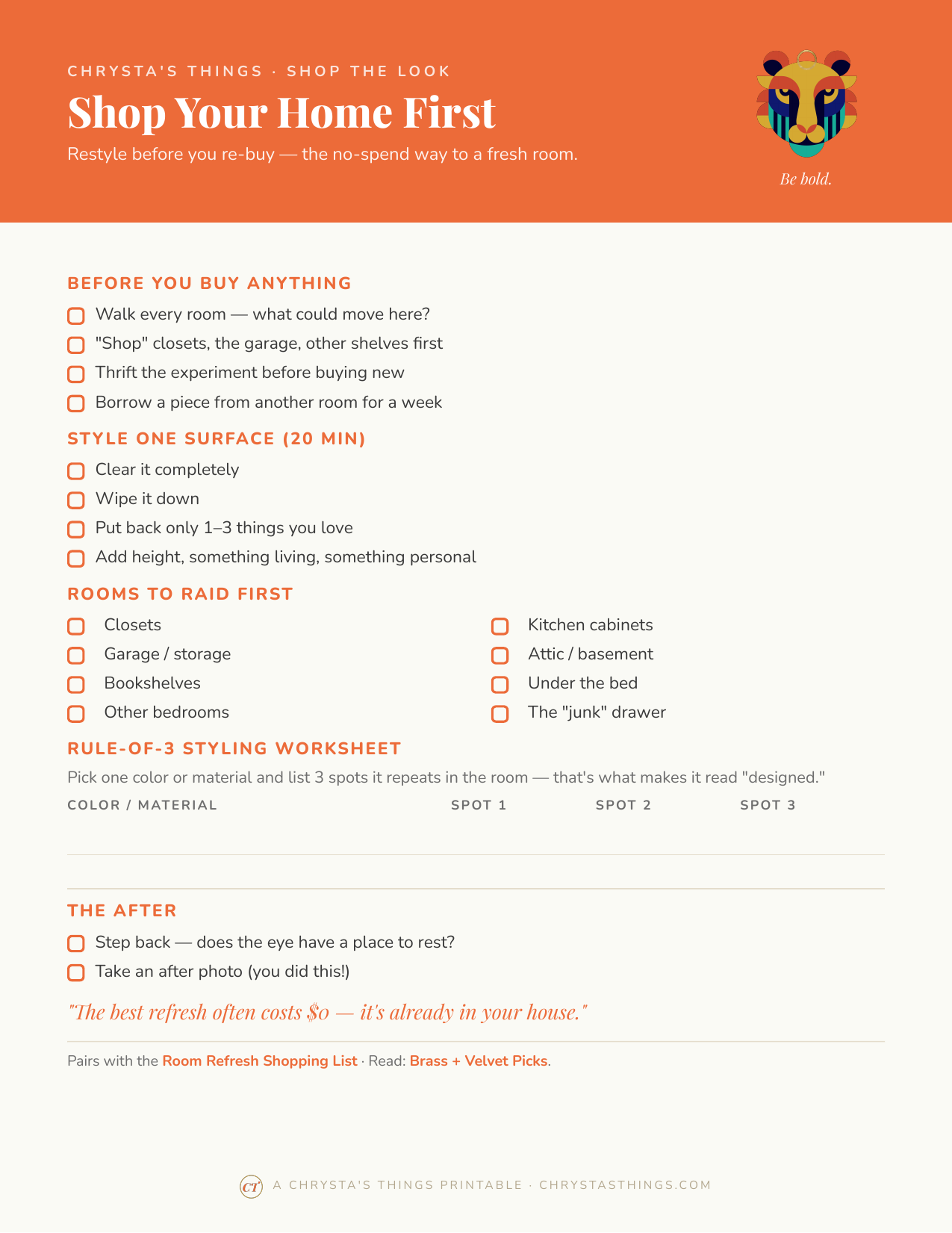 Shop Your Home First Styling Checklist